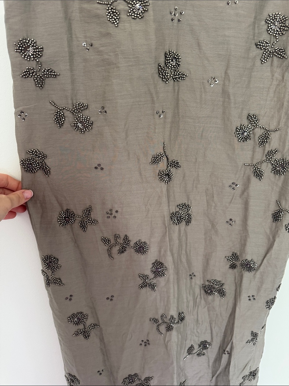 H&M Edition Beaded Spaghetti Strap Slip Dress in Taupe - Size XS - Picture 6 of 9